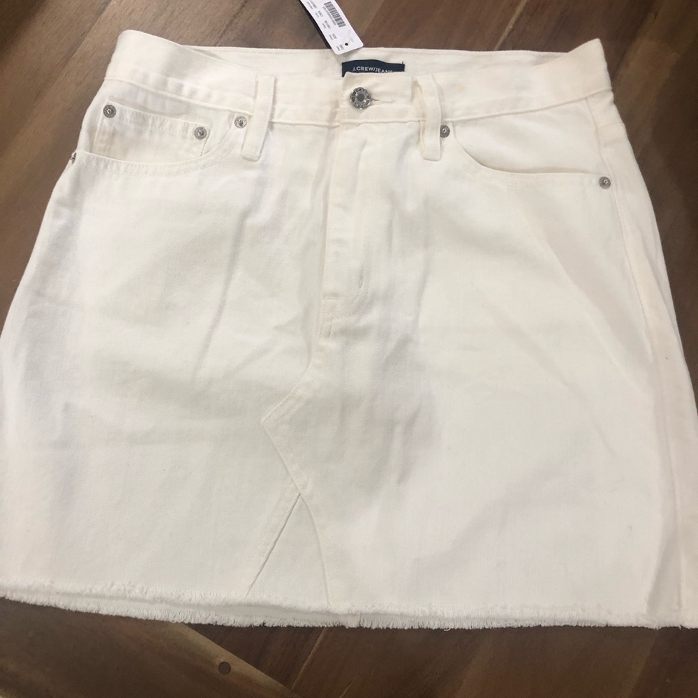 J Crew White Denim Mini Skirt
